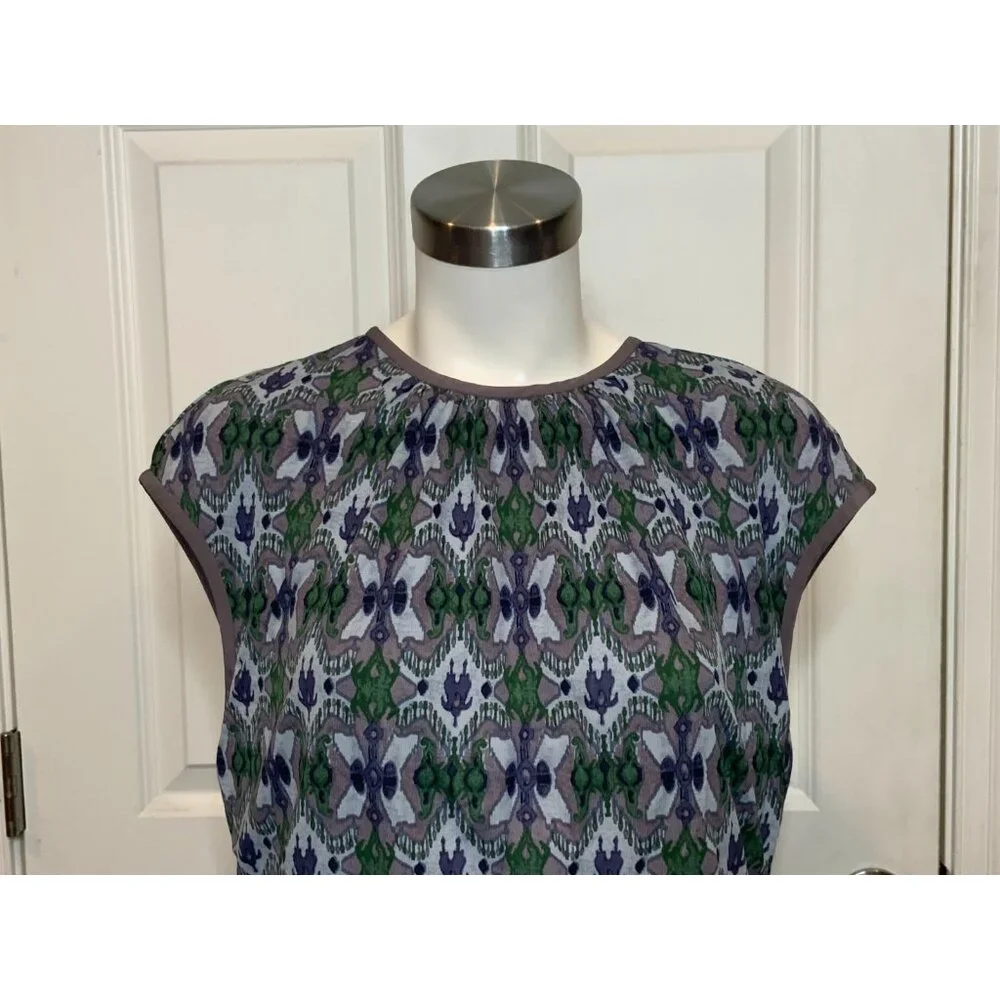 Tory Burch Gray Abstract Print Sleeveless Blouson Midi Dress, Size Large